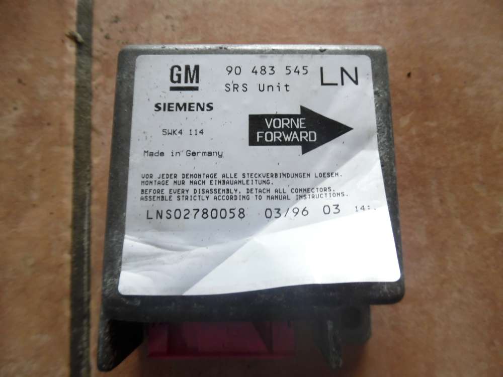 Opel Corsa B Steuergerät Airbagsteuergerät 90483545LN