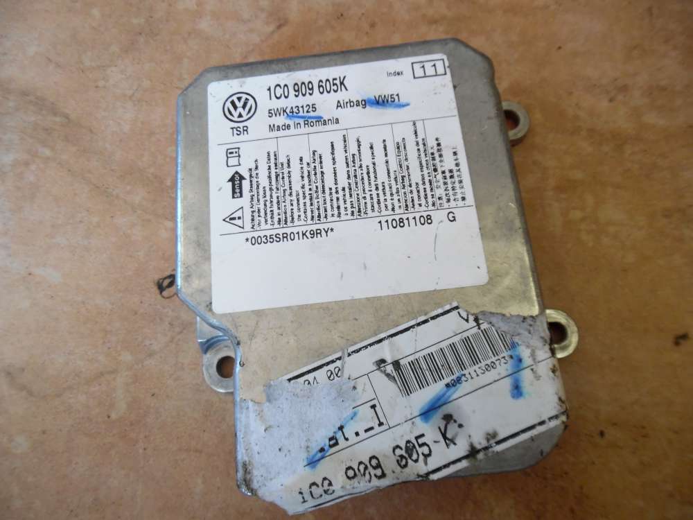 VW Fox 5Z Airbagsteuergerät Steuergerät 1C0909605K
