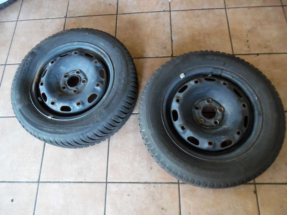 2x Winterreifen mit 1x Stahlfelgen Hankook VW Skoda 165/70 R14 81T 5x14 ET35 6Q0601027